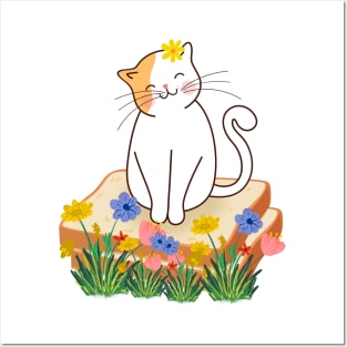 Cat Flower Toast Posters and Art